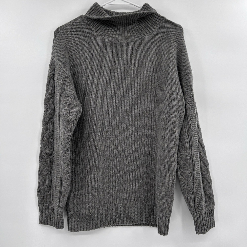 Naadam Womens Cashmere Wool BLend Cable Knit Sweater Size XXS‎ Gray Quiet Luxury